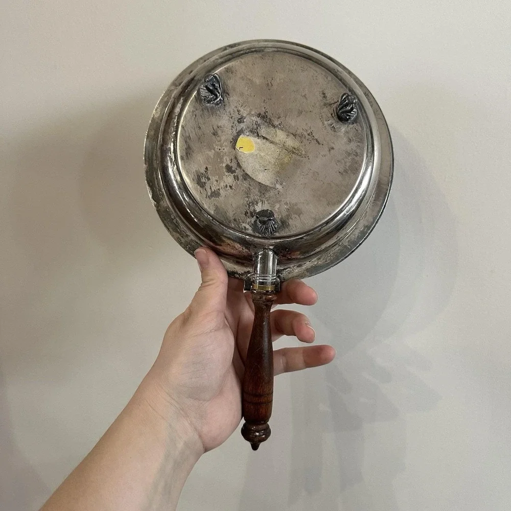 Vtg‎ EPC Silver Metal Silent Butler/Crumb Catcher W/Wood Handle #3810